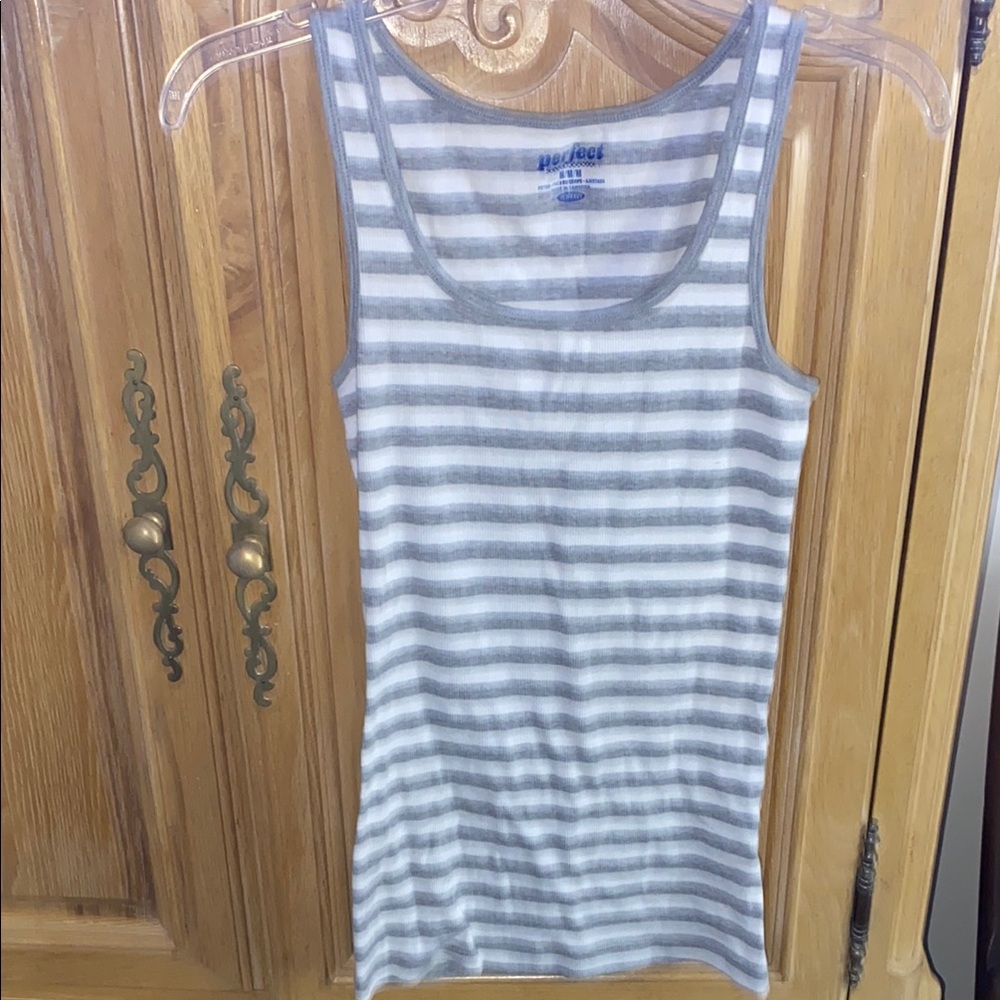 Women's Gray Striped Tank Top